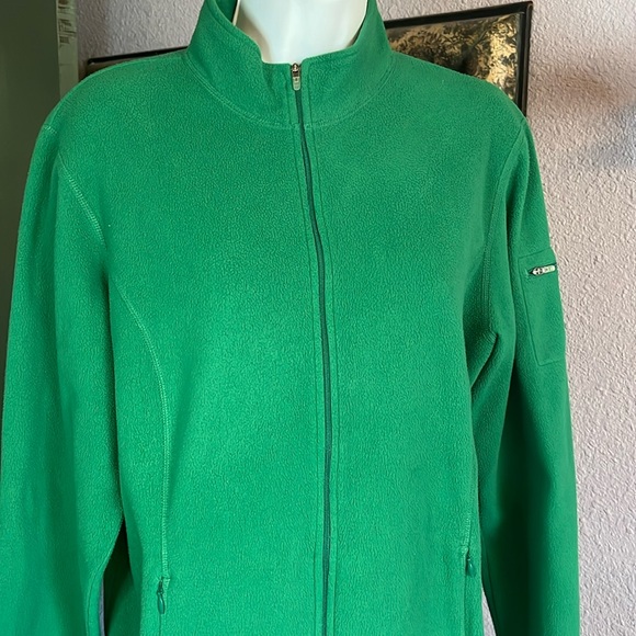 EUC LL BEAN Green Fleece Zip Jacket With Zip Pockets Sz L - Picture 2 of 10